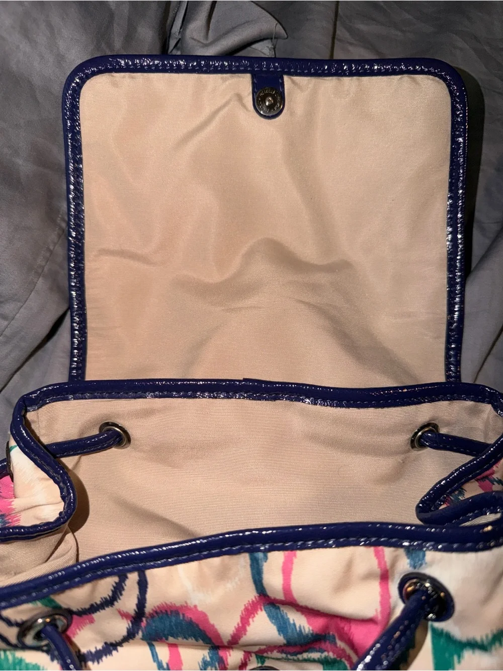 Authentic Mini Coach Scribble C Multicolor Drawstring Flap Backpack
